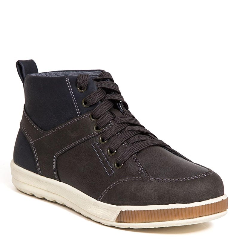 Deer Stags Boy's Landry Memory Foam Dress Casual Comfort High Top Sneaker Boot Boot, grey/navy, 5.5 Medium US Big Kid - Image 1